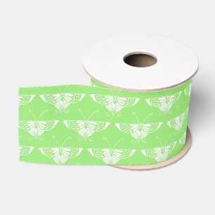 Stylised Art Deco butterfly - lime green Grosgrain Ribbon