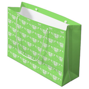 Stylised Art Deco butterfly - lime green Large Gift Bag