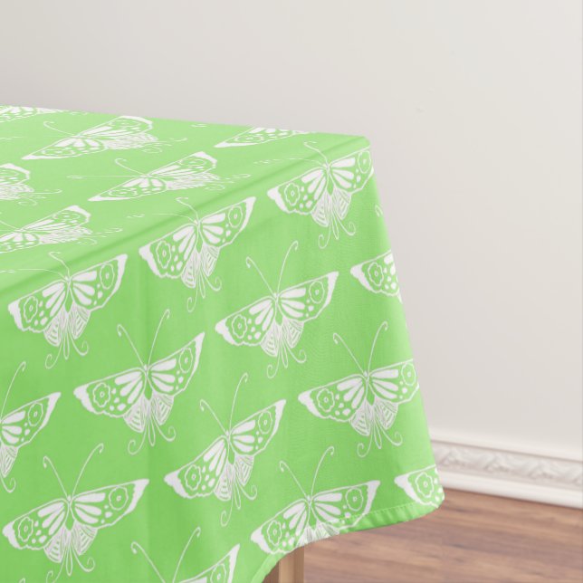 Stylised Art Deco butterfly  - lime green Tablecloth (In Situ)