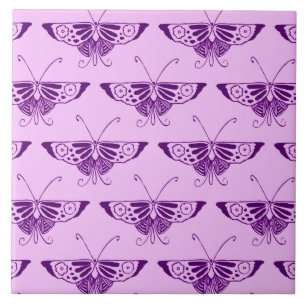 Stylised Art Deco butterfly - purple and orchid Ceramic Tile