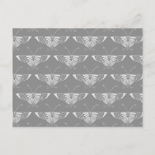 Stylised Art Deco butterfly, shades of grey / grey Postcard