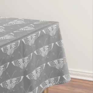 Stylised Art Deco butterfly, shades of grey / grey Tablecloth