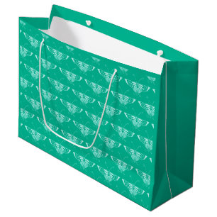 Stylised Art Deco butterfly - turquoise and aqua Large Gift Bag