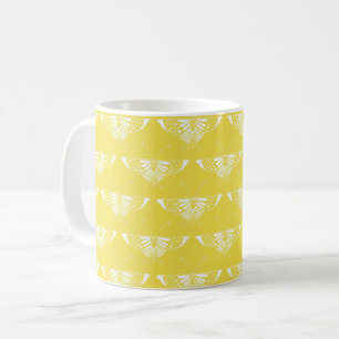 Stylised Art Deco butterfly - yellow and white Coffee Mug