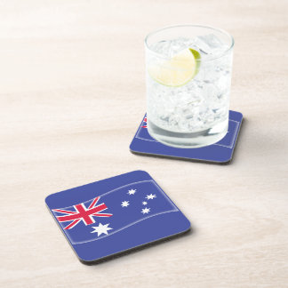 Stylised Aussie Australian flag on a blue backgrou Coaster
