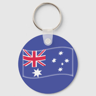 Stylised Aussie Australian flag on a blue backgrou Key Ring