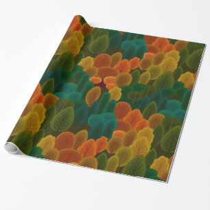 Stylised Autumn colour trees pattern Wrapping Paper