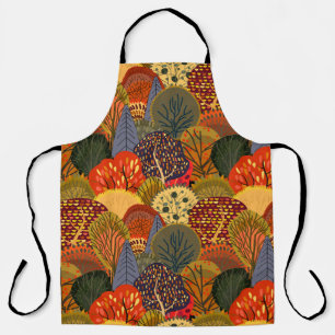 Stylised autumn trees, bright forest pattern. apron