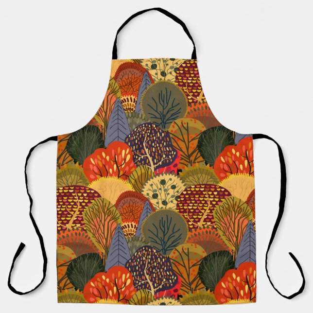 Stylised autumn trees, bright forest pattern. apron (Front)