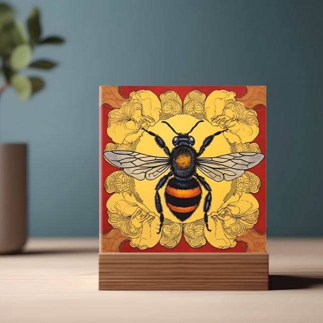 Stylised Bee Illustration -  Ceramic Tile (Creator Uploaded)