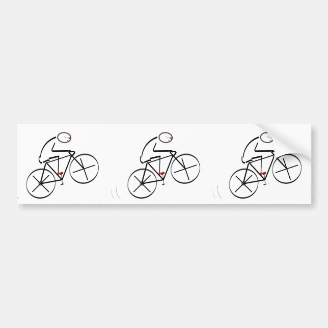 Stylised Bicyclist Design Bumper Sticker (Front)