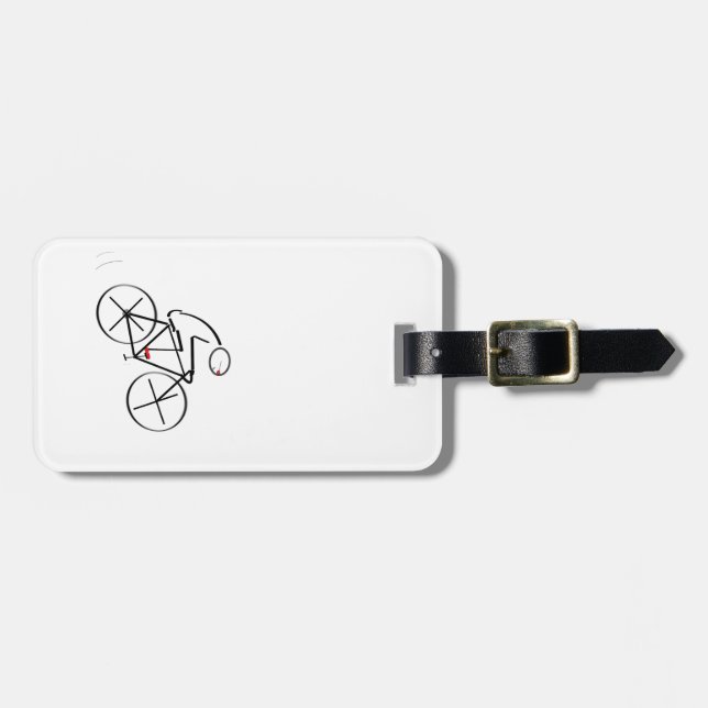 Stylised Bicyclist Design Luggage Tag (Front Horizontal)
