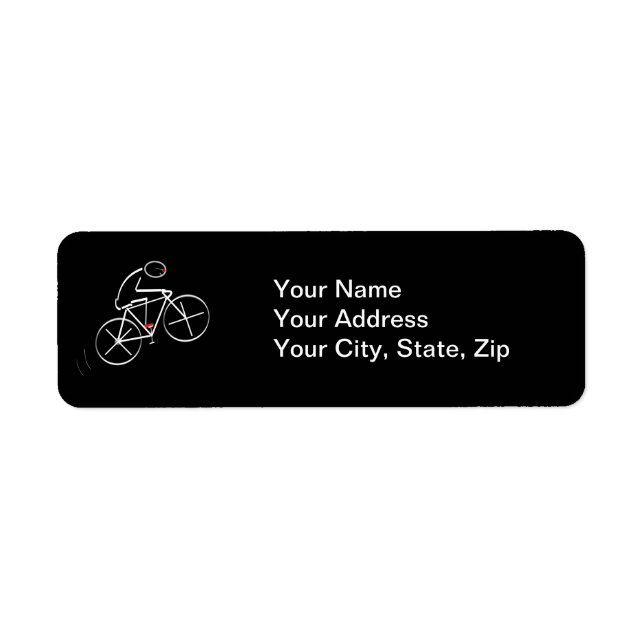 Stylised Bicyclist Design Return Address Label (Front)