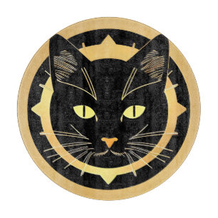 Stylised Black Cat Illustration Cutting Board