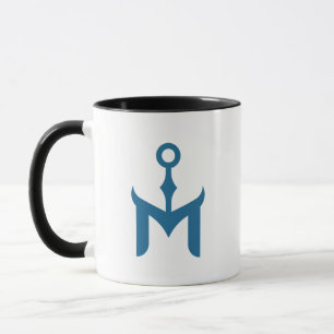 Stylised Blue Anchor and Letter M Mug