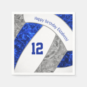 stylised blue grey girls volleyball sports napkin