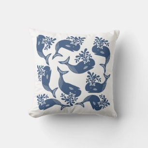 Stylised Blue Whales Cushion
