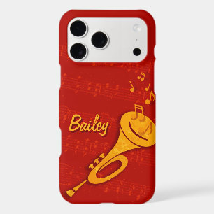 Stylised brass trumpet red name iphone case