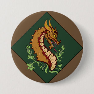 Stylised Brown Dragon 7.5 Cm Round Badge