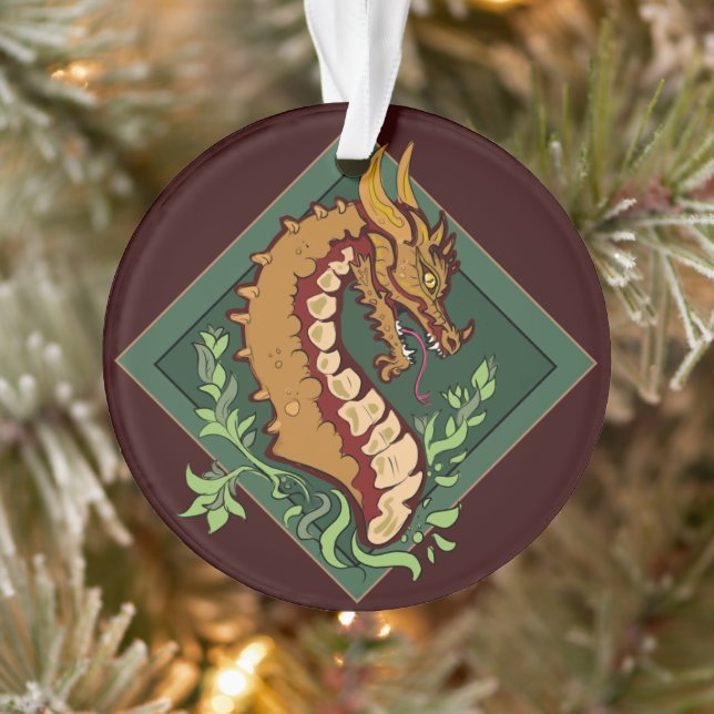 Stylised Brown Dragon Ornament (Tree)
