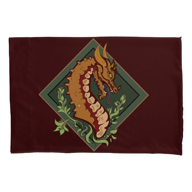 Stylised Brown Dragon Pillowcase (Front)