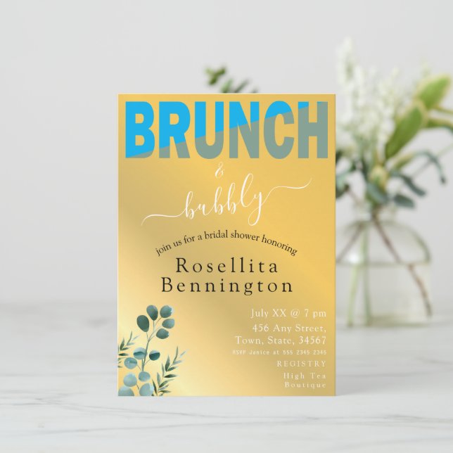 Stylised Brunch and Bubbly Bridal Shower Invitation (Standing Front)