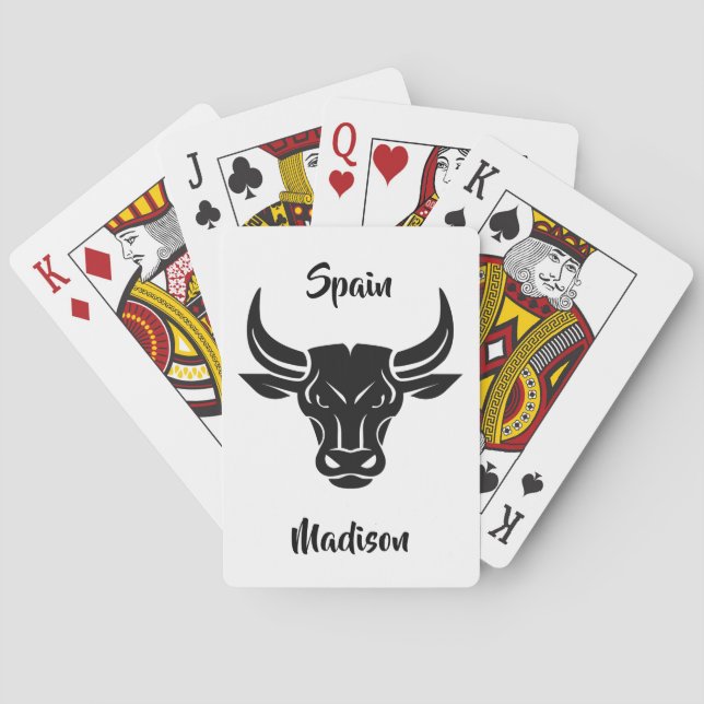 Stylised Bull custom name & text playing cards (Back)