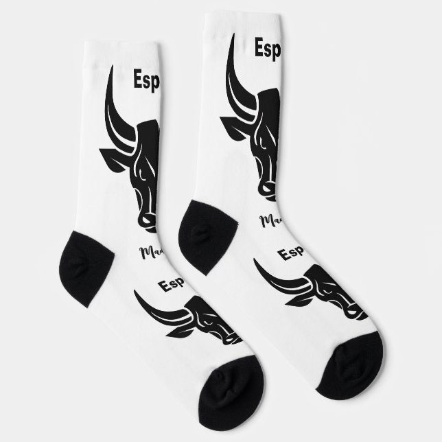 Stylised Bull custom text Socks (Right)