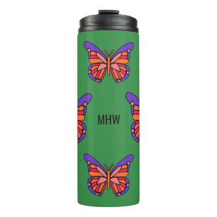 Stylised Butterflies custom monogram tumbler