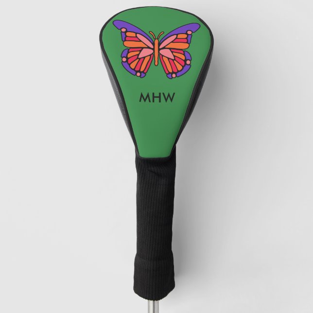 Stylised Butterfly custom monogram driver cover (Front)