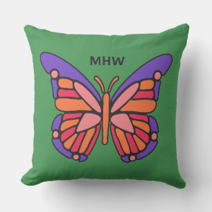 Stylised Butterfly custom monogram throw pillows