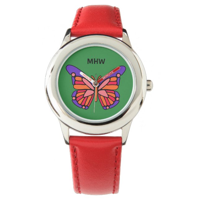 Stylised Butterfly custom monogram watches (Front)
