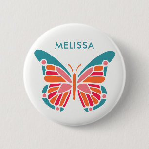 Stylised Butterfly custom name buttons