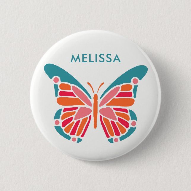 Stylised Butterfly custom name buttons (Front)