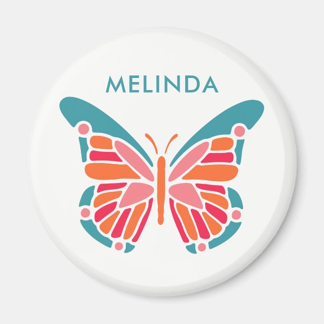 Stylised Butterfly custom name magnets (Front)