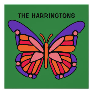 Stylised Butterfly custom name poster
