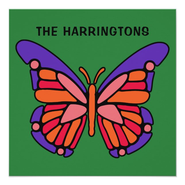 Stylised Butterfly custom name poster (Front)