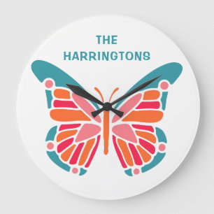 Stylised Butterfly custom name wall clocks
