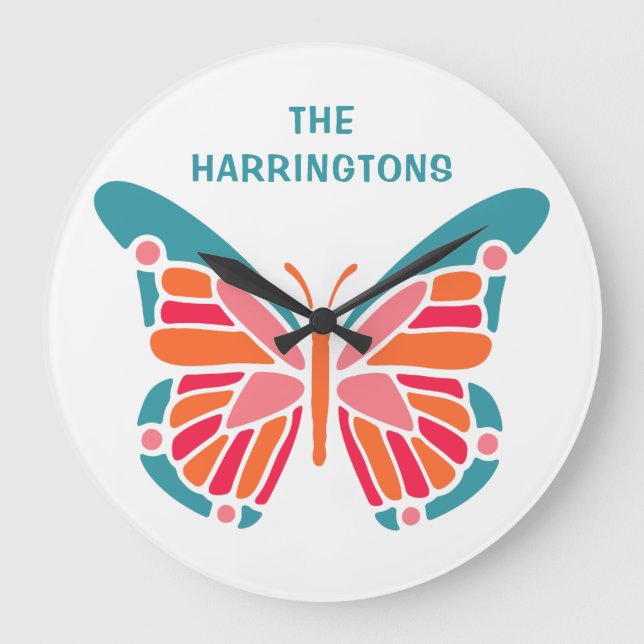 Stylised Butterfly custom name wall clocks (Front)