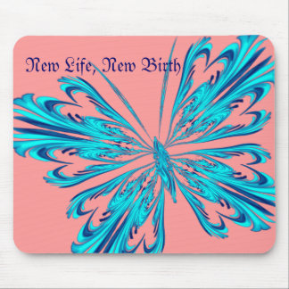 Stylised butterfly in aqua blue mouse pad