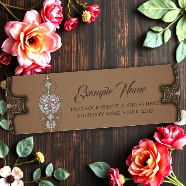 Stylised butterfly  return address label (Creator Uploaded)
