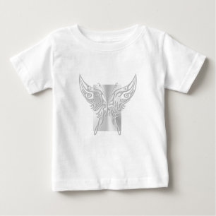 Stylised Butterfly Round Tail, Embossed-effect Baby T-Shirt