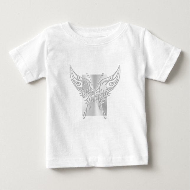 Stylised Butterfly Round Tail, Embossed-effect Baby T-Shirt (Front)