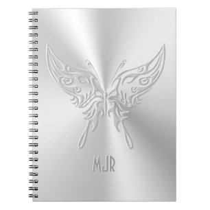 Stylised Butterfly Round Tail, Embossed-effect Notebook
