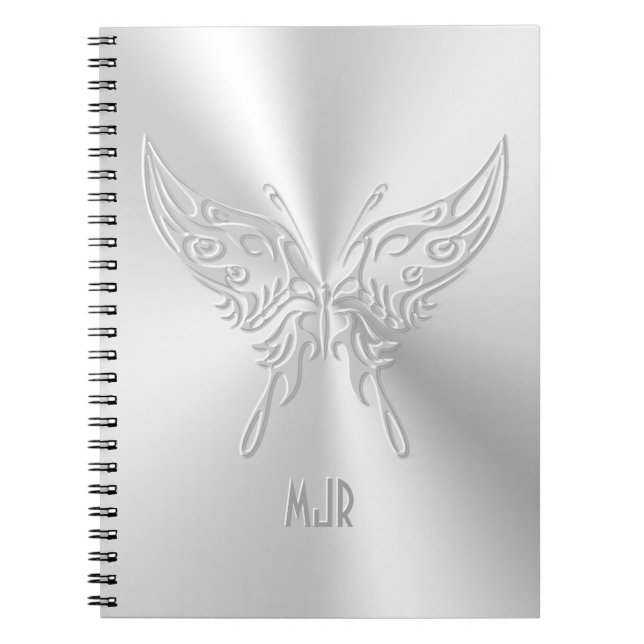 Stylised Butterfly Round Tail, Embossed-effect Notebook (Front)