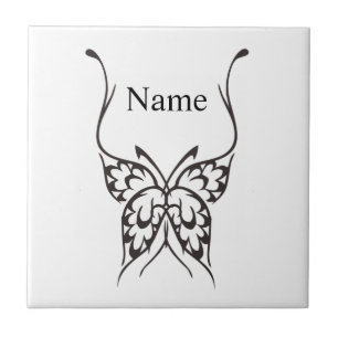 Stylised Butterfly Tattoo Thunder_Cove Ceramic Tile