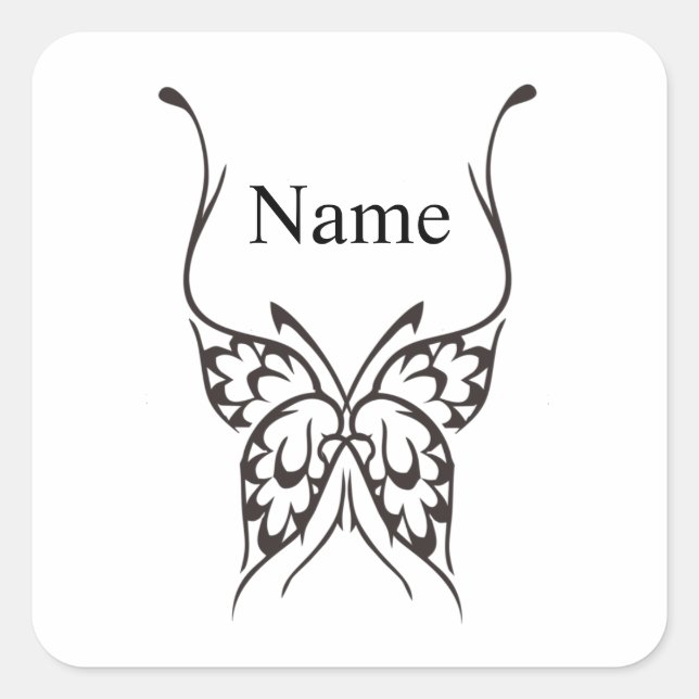 Stylised Butterfly Tattoo Thunder_Cove Square Sticker (Front)