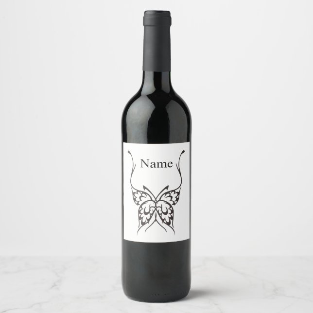 Stylised Butterfly Tattoo Thunder_Cove Wine Label (Front)
