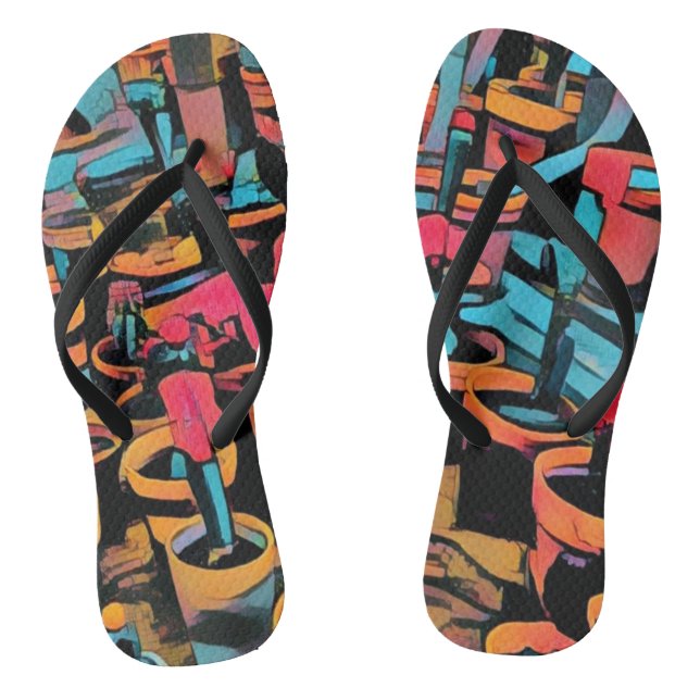 Stylised Cactus Funky Flip Flops (Footbed)
