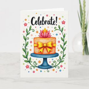 Stylised Cake Joyful Birthday Card
